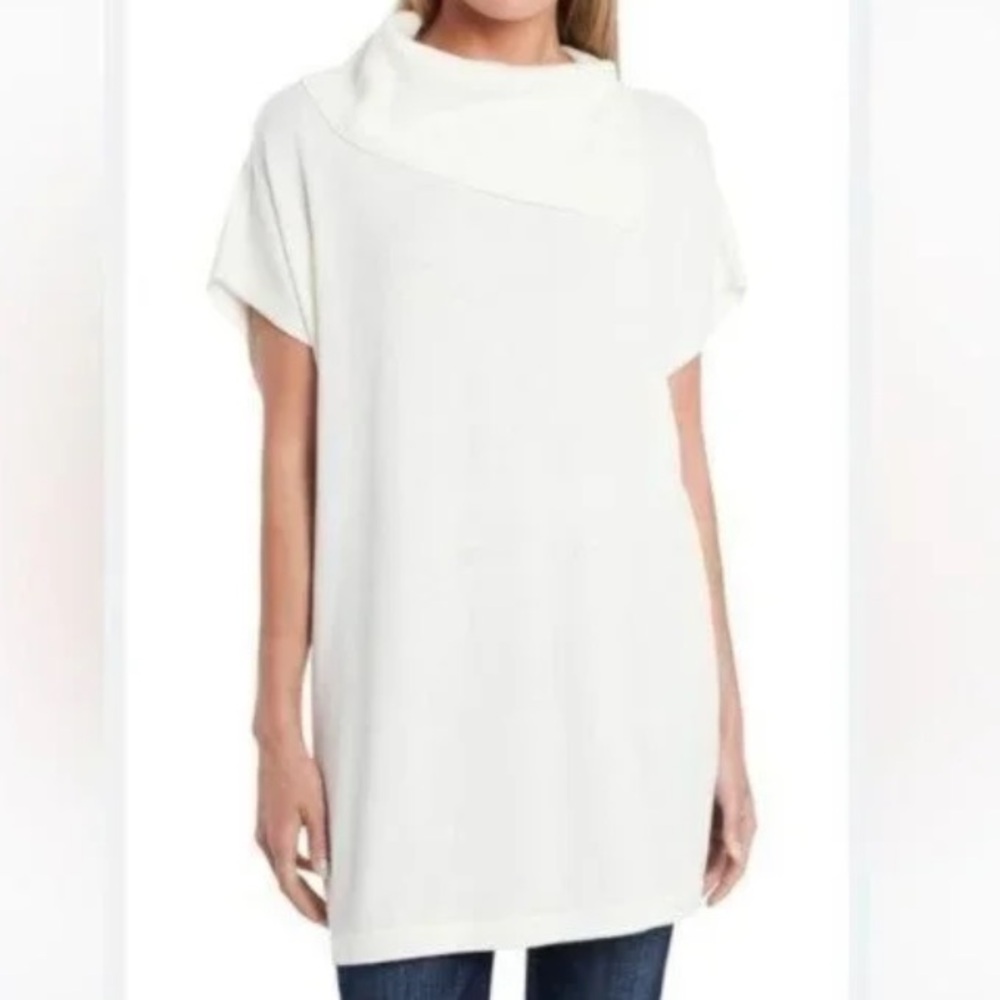 Vince Camuto Ivory Short Sleeve Slightly Oversized Knit Womens Sweater XS NEW